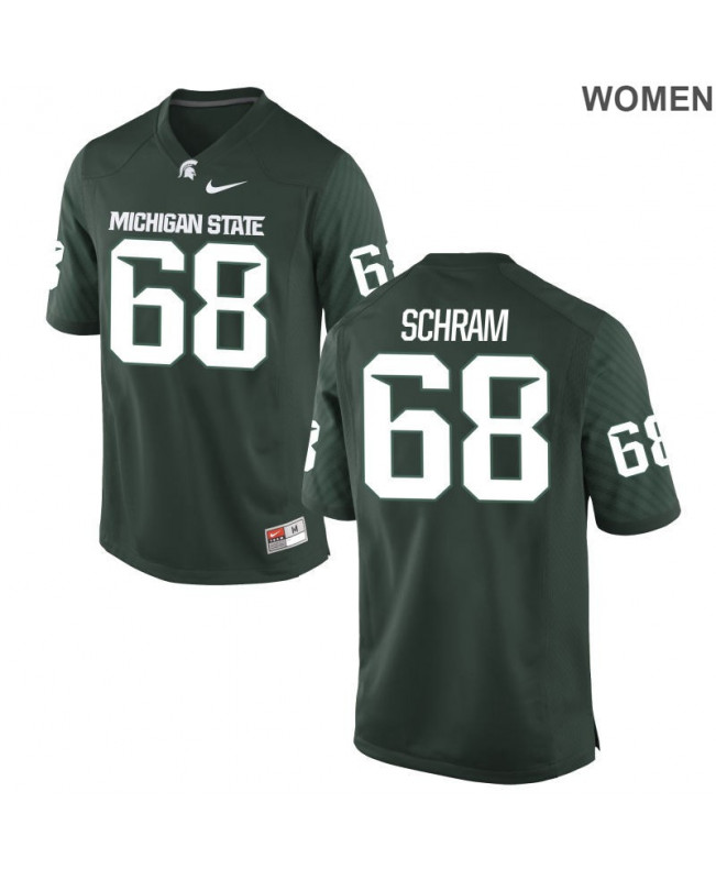 Women's Michigan State Spartans #68 Jeremy Schram NCAA Nike Authentic Green College Stitched Football Jersey DA41H43YF